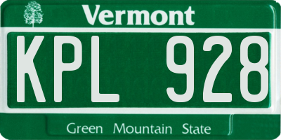 VT license plate KPL928