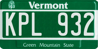 VT license plate KPL932