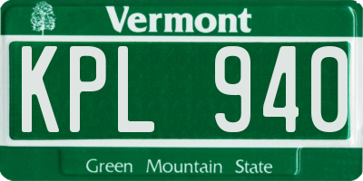 VT license plate KPL940