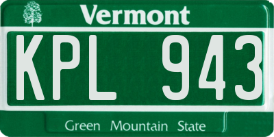 VT license plate KPL943