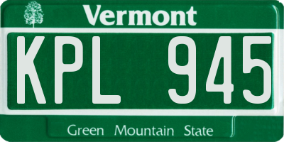 VT license plate KPL945