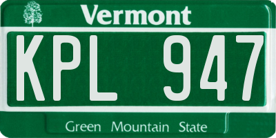 VT license plate KPL947