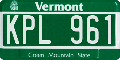 VT license plate KPL961