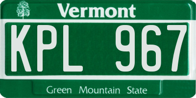 VT license plate KPL967