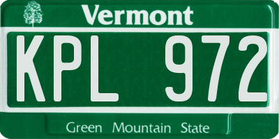 VT license plate KPL972