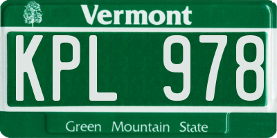 VT license plate KPL978