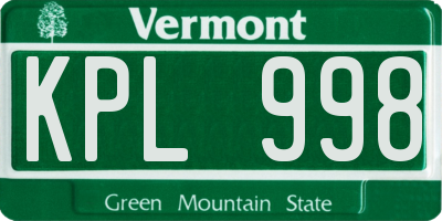 VT license plate KPL998