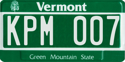 VT license plate KPM007