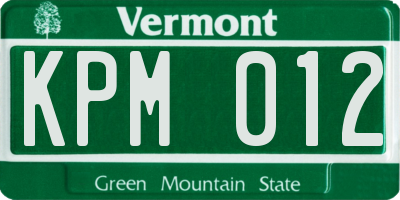 VT license plate KPM012