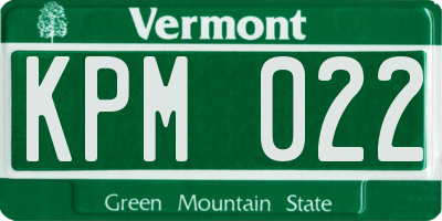 VT license plate KPM022