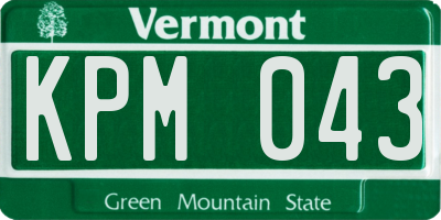 VT license plate KPM043