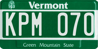 VT license plate KPM070