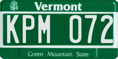 VT license plate KPM072