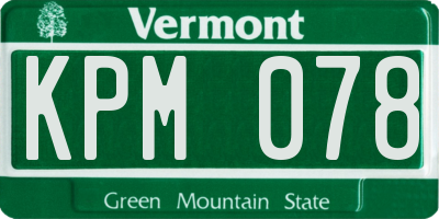 VT license plate KPM078
