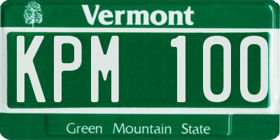VT license plate KPM100