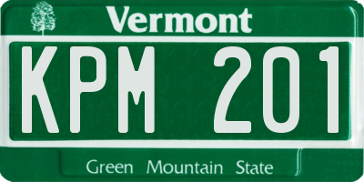 VT license plate KPM201