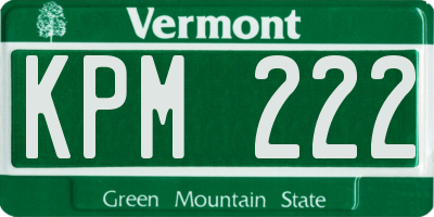 VT license plate KPM222