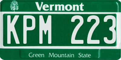 VT license plate KPM223