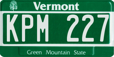 VT license plate KPM227