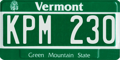 VT license plate KPM230