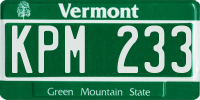 VT license plate KPM233