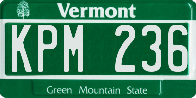 VT license plate KPM236