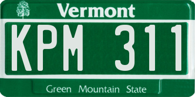VT license plate KPM311