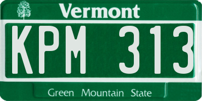 VT license plate KPM313
