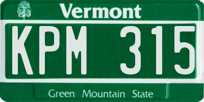 VT license plate KPM315