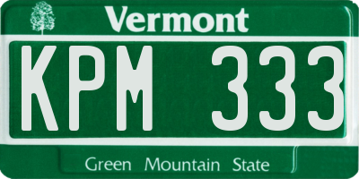 VT license plate KPM333