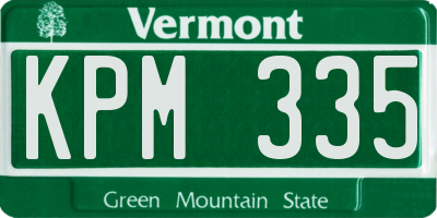 VT license plate KPM335