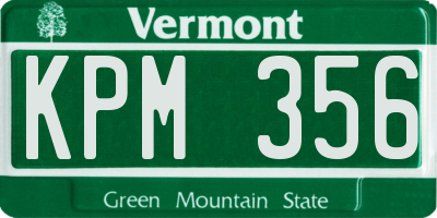 VT license plate KPM356