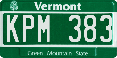VT license plate KPM383