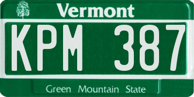 VT license plate KPM387