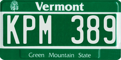 VT license plate KPM389