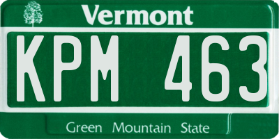 VT license plate KPM463