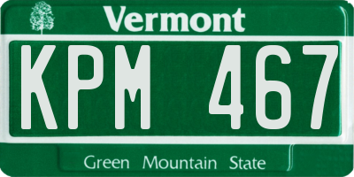 VT license plate KPM467