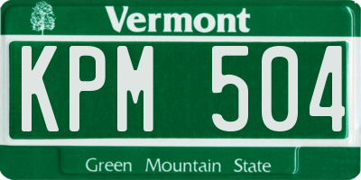 VT license plate KPM504