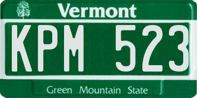VT license plate KPM523