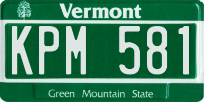VT license plate KPM581