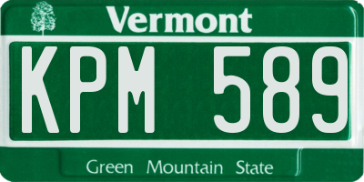 VT license plate KPM589