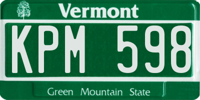 VT license plate KPM598