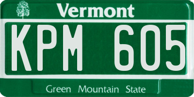 VT license plate KPM605