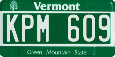 VT license plate KPM609