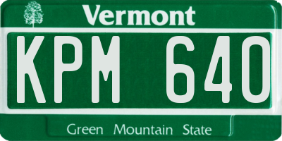 VT license plate KPM640