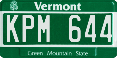 VT license plate KPM644