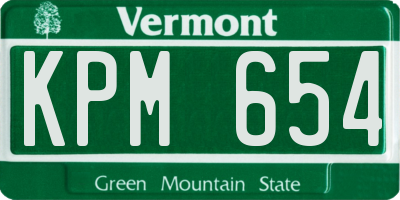 VT license plate KPM654