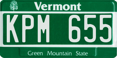 VT license plate KPM655