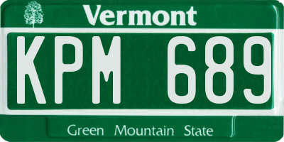 VT license plate KPM689