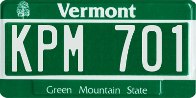 VT license plate KPM701